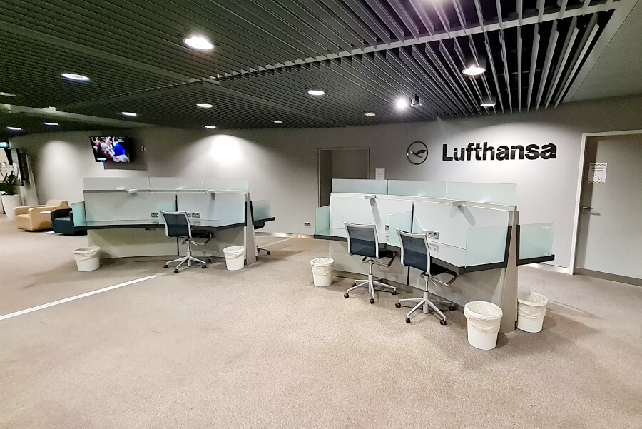 Arbeitsplätze in der Lufthansa Business Class Lounge Düsseldorf
