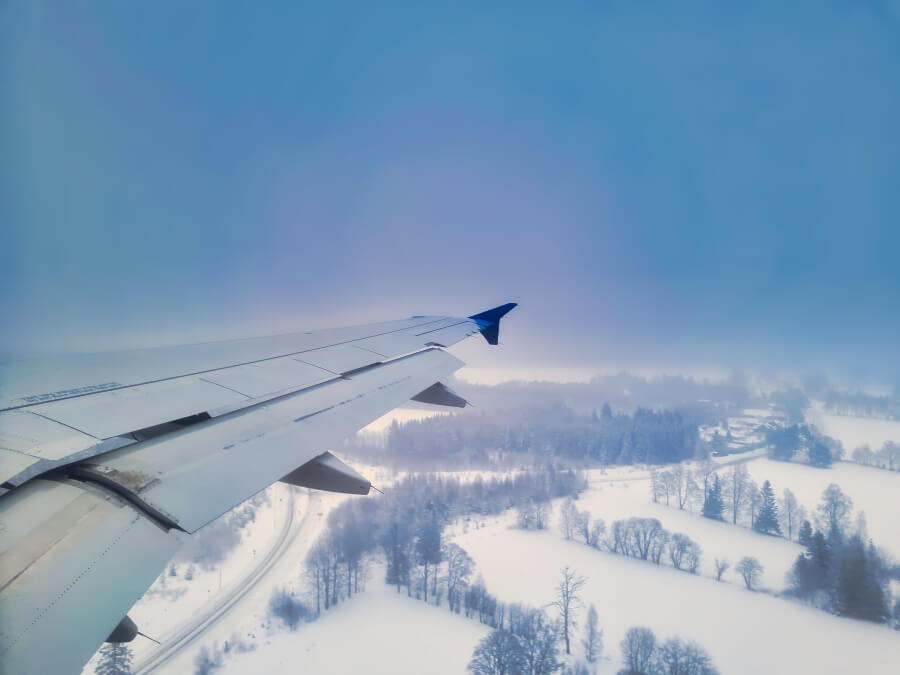 Landung mit dem A320 von SAS bei Schnee in Oslo
