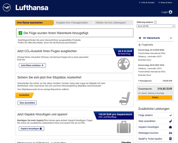 Lufthansa-Bestpreissuche