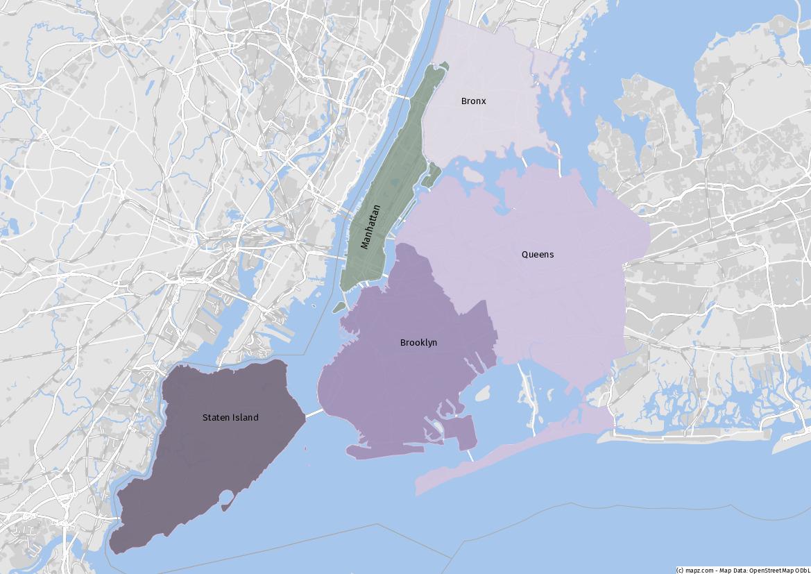 Karte mit Stadtteilen New York City