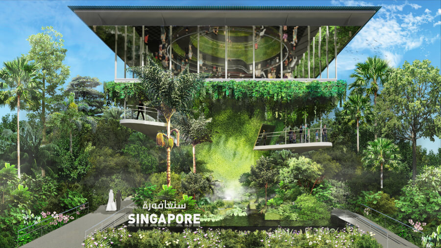 Der Singapur Pavillon auf der EXPO2020 in Dubai ist eine grüne Oase