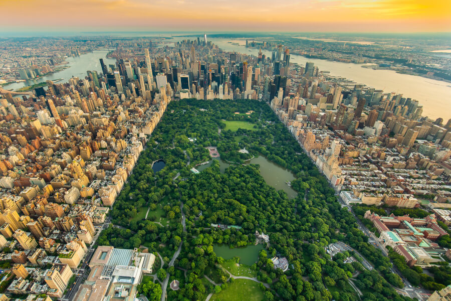 Der gigantische Central Park in New York aus der Luft
