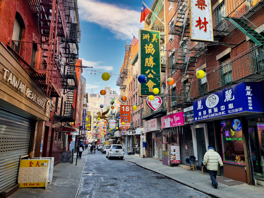 Typische Straße in Chinatown - New York