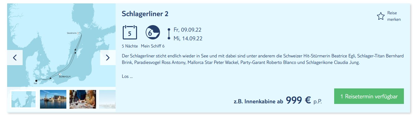 Screenshot Schlagerliner 2 TUI Cruises 2022