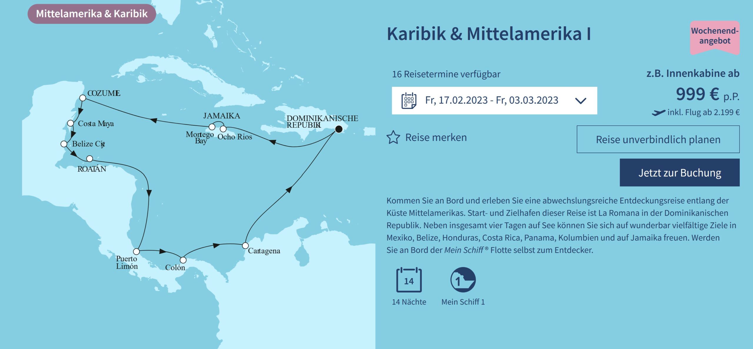 Screenshot Karibik und Mittelamerika I mit Mein Schiff