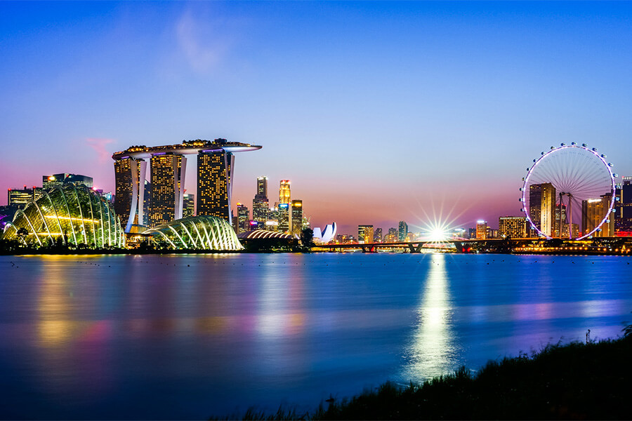 Atemberaubender Blick auf die Hauptattraktionen in Singapur