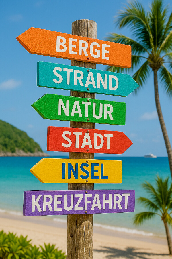Tropischer Wegweiser zum Urlaub