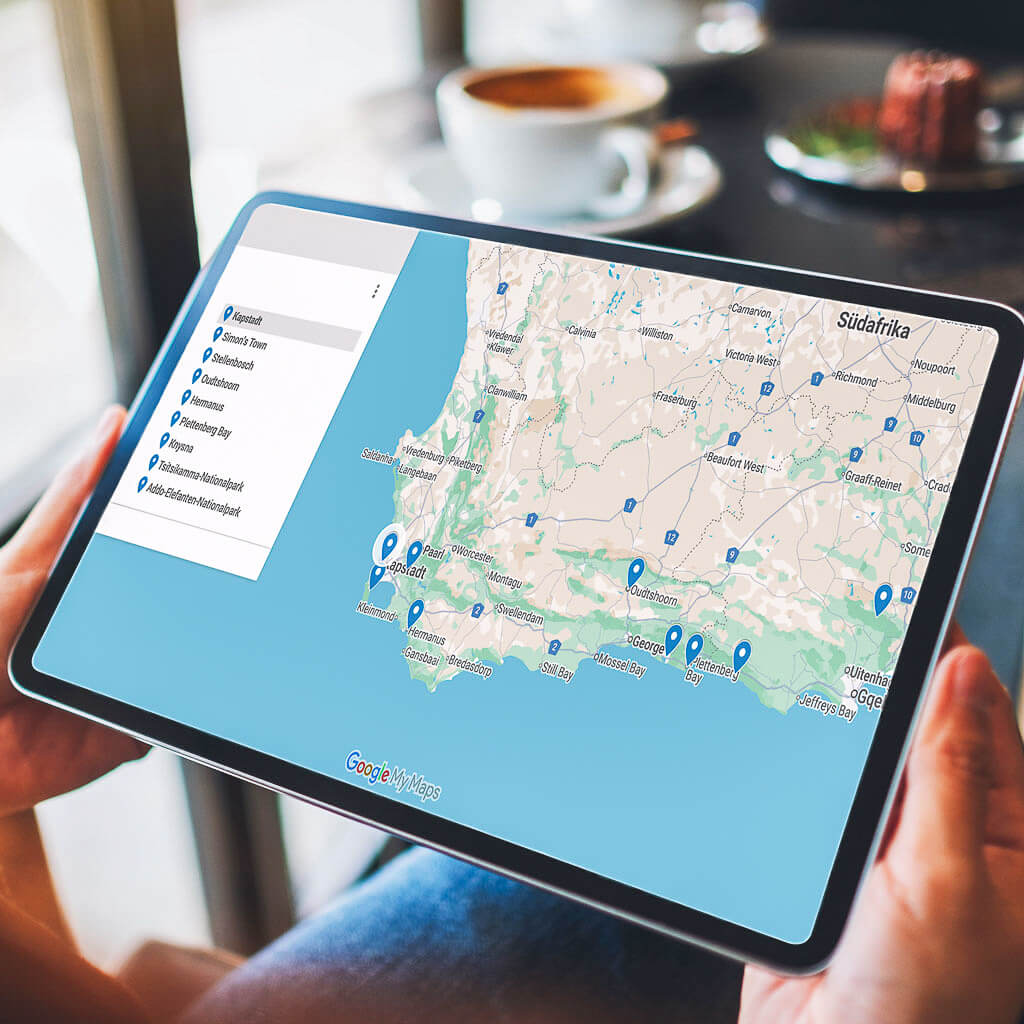 Planung Südafrika auf Tablet