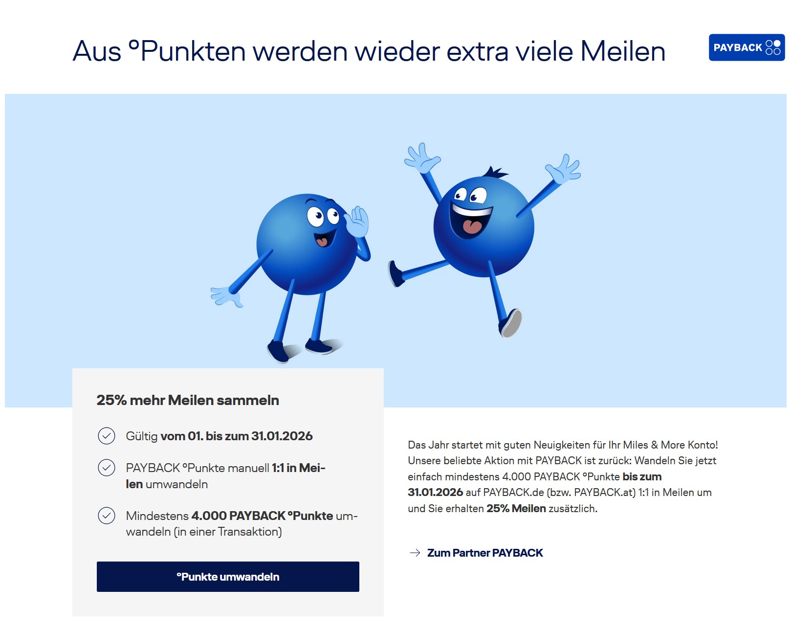 Miles & More Payback-Transfer im Januar 2026