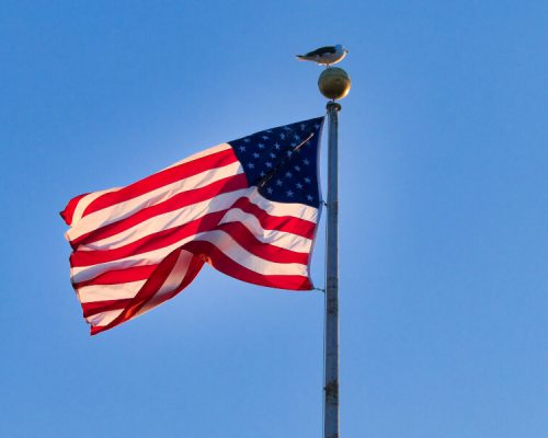 USA-Fahne im Wind